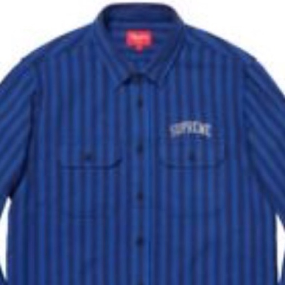 Supreme FW18 Striped Flannel Royal Blue